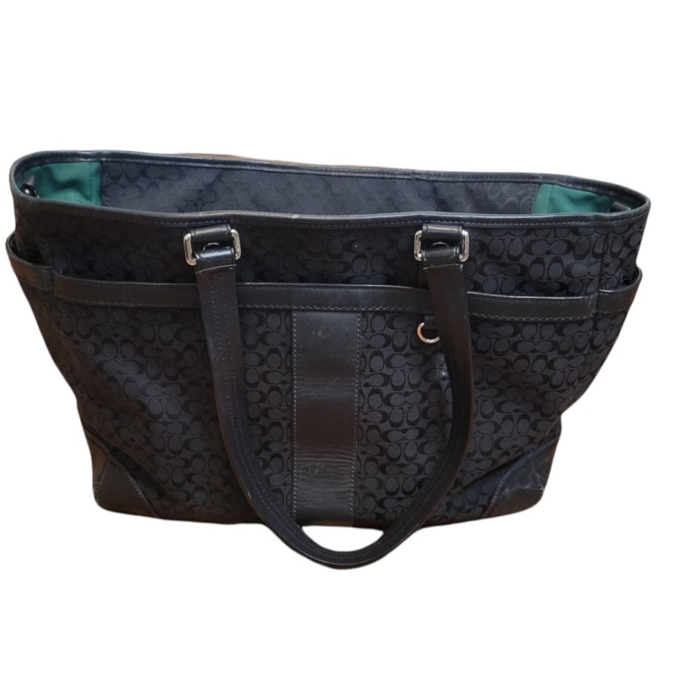 Coach Women's Tote Black Leather and Canvas Tote